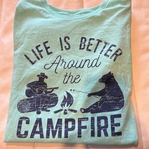 Womens Graphic T-Shirt Plus Size 1x. Life is Better Around The Campfire